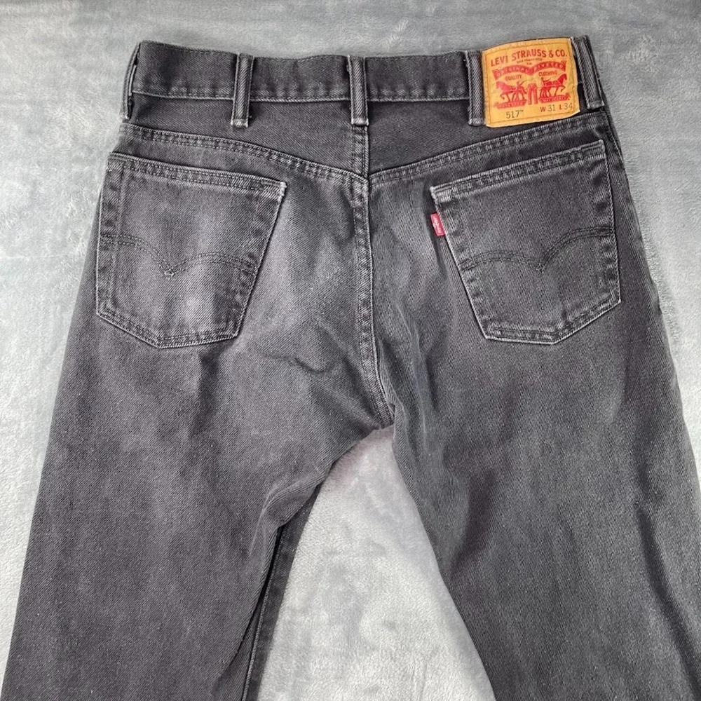 Levis 517 Bootcut Jeans Black 31x34 Fits 31x30 Raw Hem Cut Off Frayed Distressed